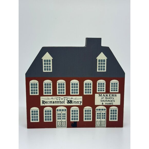 VTG The Cats Meow 1988 Hermannhof Winery Tradesman Series Wood Block 4.75" - Picture 1 of 4